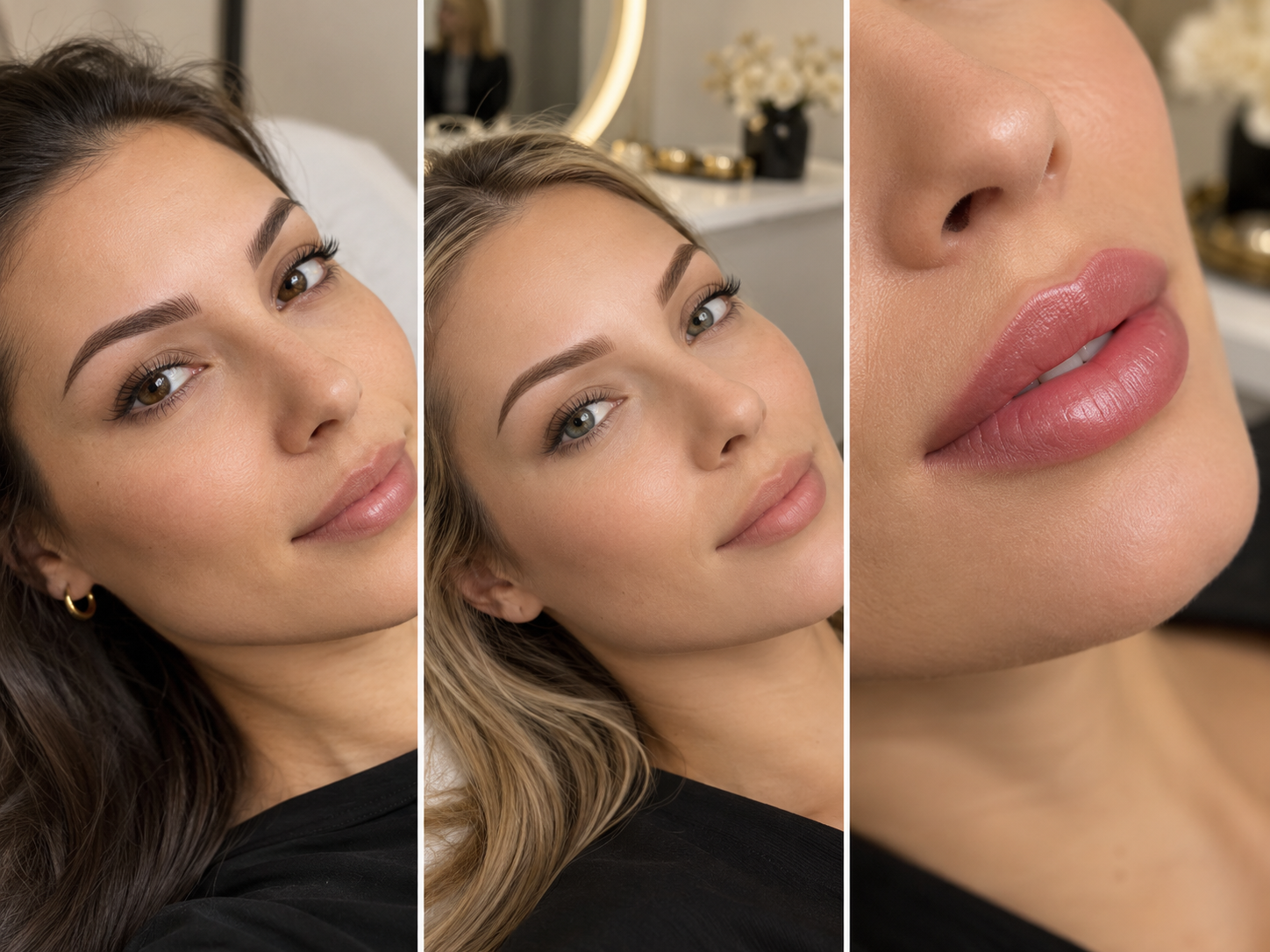 Exemples de microblading, microshading et glaçage des lèvres
